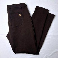 Michael Kors Womens Stretch Ponte Slim Straight Leg Pants Size 10 Brown Career