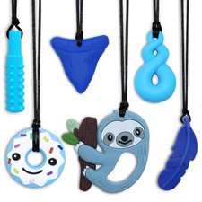 6 Pack Chewy Necklace Sensory Toys for Kids with Autism Silicone Oral Motor Aids