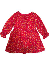 Free People Mini Dress Womens Size Small Red Floral Ruffle Smocked Boho Summer