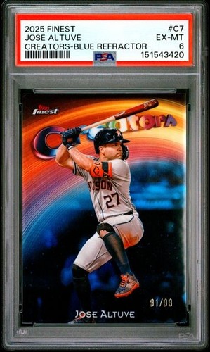 2025 TOPPS FINEST CREATORS BLUE REFRACTOR #C7 JOSE ALTUVE 91/99 PSA 6
