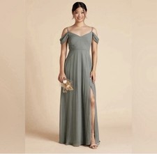 Birdy Grey Devin Convertible Slit Dress Chiffon Sea Glass Size XL Wedding New