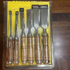 Wood Chisel Tool Set, 6 Pieces Chrome Vanadium and Hard Ashtree Handle Wood