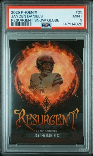147914020 Jayden Daniels 2025 Panini Phoenix #25 Resurgent Snow Globe PSA 9