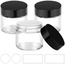 2 Oz Glass Jars with Lids 3 Pack Clear Cosmetic Containers Sample Cream Lotion S