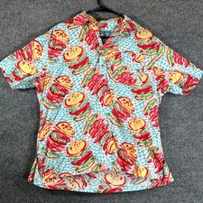 Chubbies The Nutter Burger Hamburger Print Camp Shirt Mens M USA Made Cotton