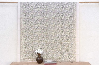 Lys Blanc, Hand Blockprint Cotton Coverlet