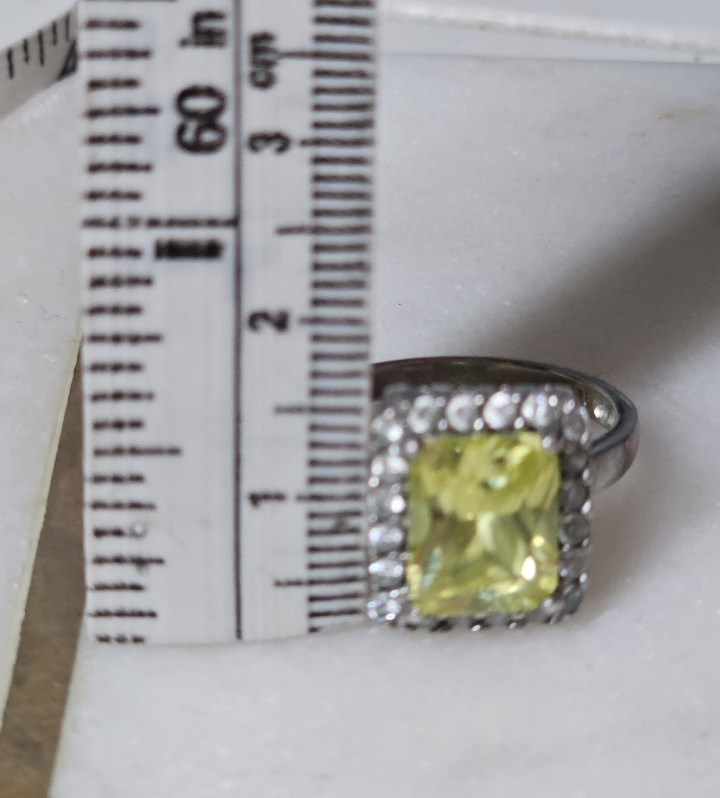 925 STERLING SILVER RING RECTANGLE LIME GREEN Per… - image 8