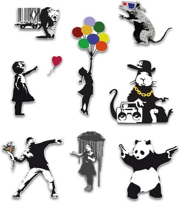 MARKENLOS Banksy Aufkleber Sticker Art Streetart Graffiti Vinyl Kunst Deko Wetterfest