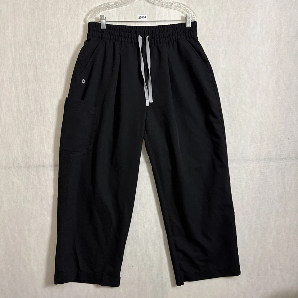 Figs Women’s Size XL/P Black Ultra High Rise Shelby Wide Leg Scrub Pants - Image 2 of 4