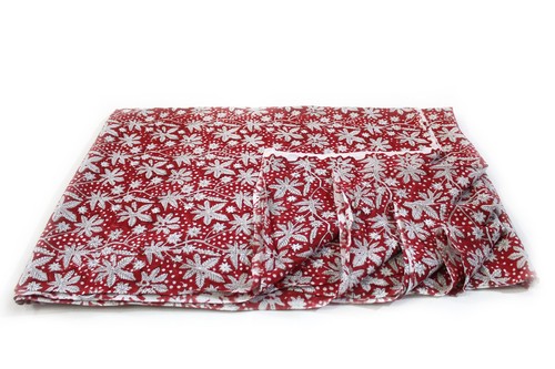 Tela de algodón indio estampada floral roja bloque a mano tela de costura 10 yardas - Imagen 10 de 11