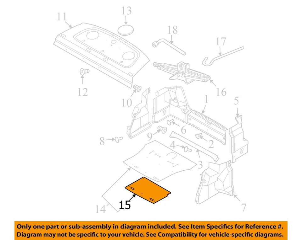 FITS 2004-2006 CHEVROLET AVEO COVER LOAD FLR PNL ACC HOL 96537933 - NEW OEM - Image 2 of 3