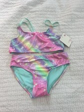 NEW SO Girls 2 Piece Swimsuit Size 12 Multicolor Pink Purple NWT