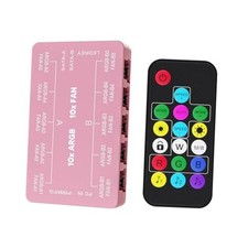 ARGB  PWM Case Fan Hub with Remote, SATA Power 10-Port 4-Pin PWM Fan Pink
