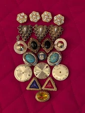 Vintage Lot Of 20 Button Covers  Rhinestone MOP Pearl Cab Watch