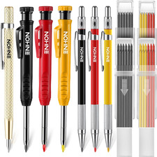 6 Pack Carpenter Pencil with Sharpener, Mechanical Carpenter Pencils with 36 Ref