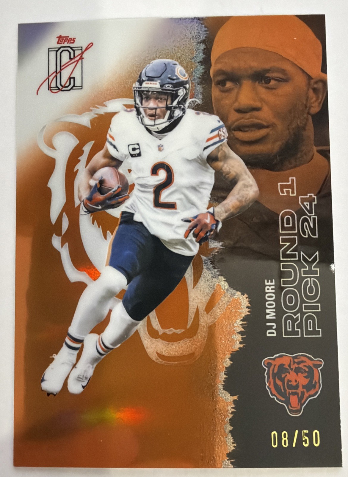 2025 Signature Class 8/50 DJ Moore #67 Chrome Orange Refractor Bears