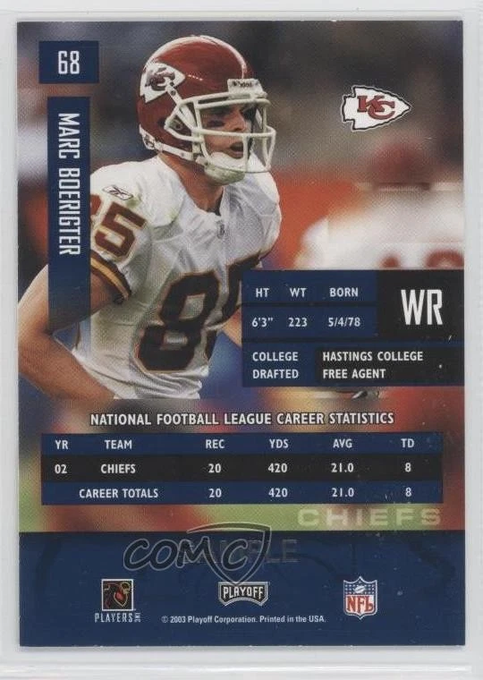 2003 Playoff Prestige Sample Silver Marc Boerigter #68 - Image 2 of 2