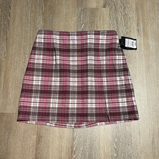 Art Class Kids Plaid Skirt XL 14 16 Pink Burgundy White Girls New
