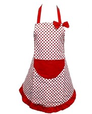 Lovely Lady Red Dot Kitchen Flirty Canvas Restaurant Cake Funny Aprons for Women