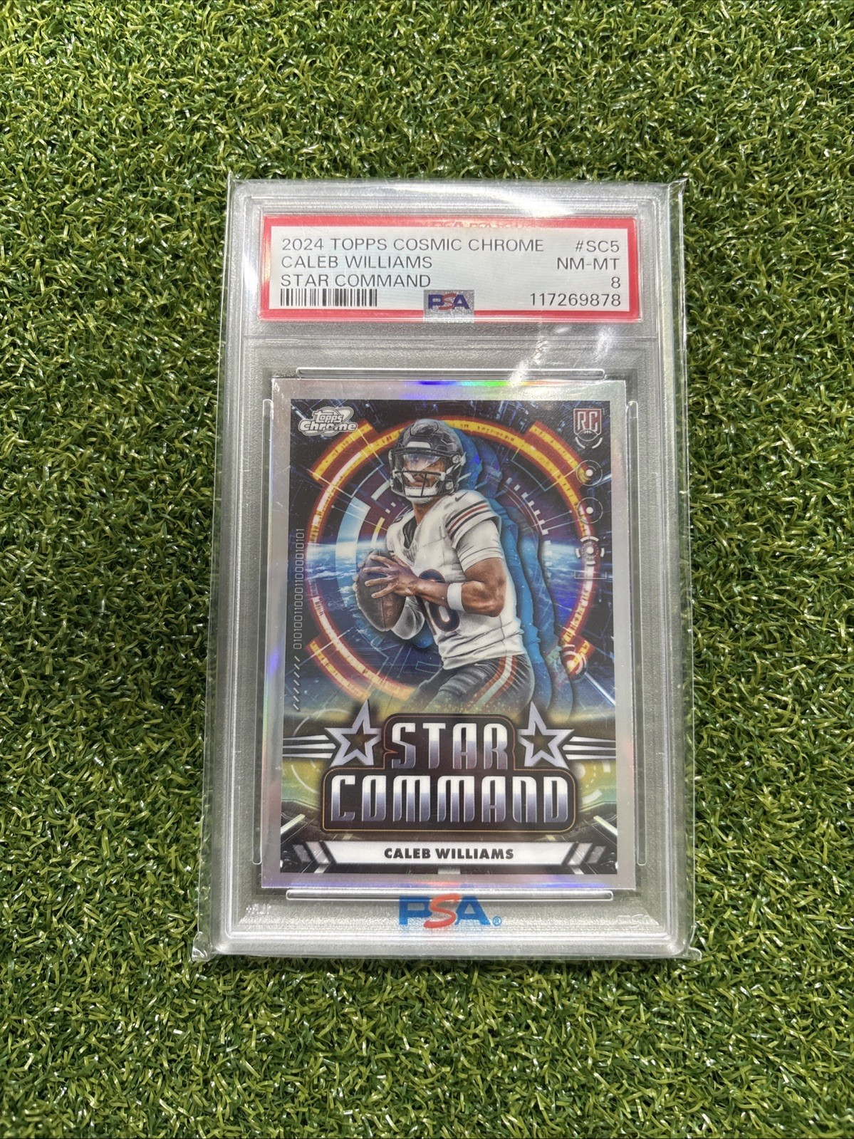 Caleb Williams #SC-5 Football Cards 2024 Topps Cosmic Chrome Star Command trading card — raw and PSA graded price guide