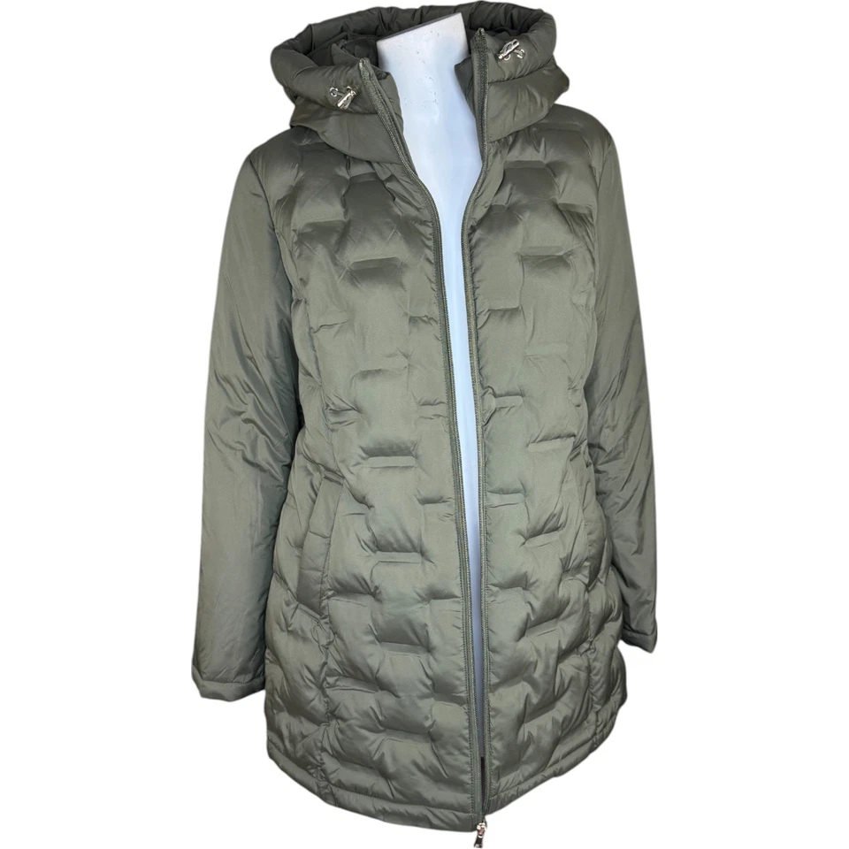 Susan Graver Heat Press Mixed Media Jacket with Hood Olive X-Small NWT - Image 2 of 4