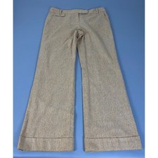 Ann Taylor LOFT Dress Pants 10 Tweed Tan Wool Blend Wide Leg Cuffed Speckled