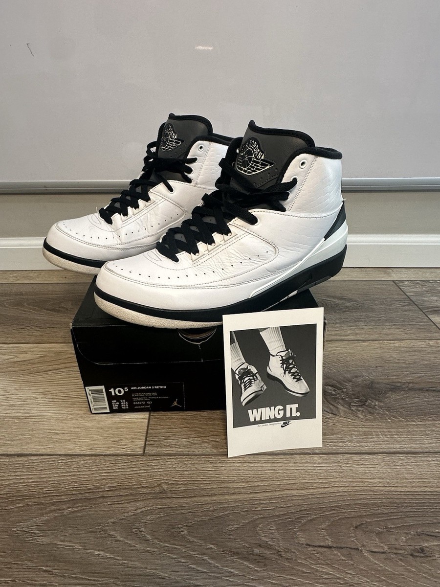 Nike Air Jordan 2 Retro Wing It 2016 White Black 834272-103 Mens 7.5 Womens 9 Size 8- Jordan 2 Retro Wing It 2016 white black grey (834272  main image 3