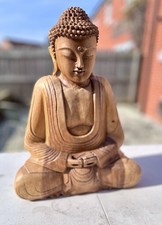 Large Hand-Carved Wood Carved Buddha Statue - 52cm
