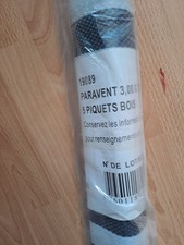 LOT REVENDEUR  pare vent plage 3.00 x 1.22 m / 5 PIQUETS BOIS TOILE PVC