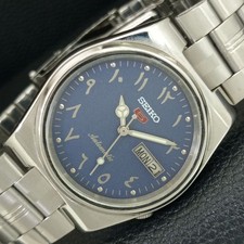 GENUINE VINTAGE SEIKO 5 AUTOMATIC 7009A JAPAN MENS BLUE DIAL WATCH a708775-1
