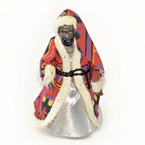 Vtg African American Kwanzaa Tree Topper Man figure 7 days of Kwanzaa 6”