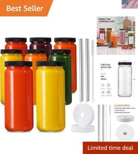 Stylish 16 Oz Glass Water Cups - 8 Pack with Straws for Juice Smoothies