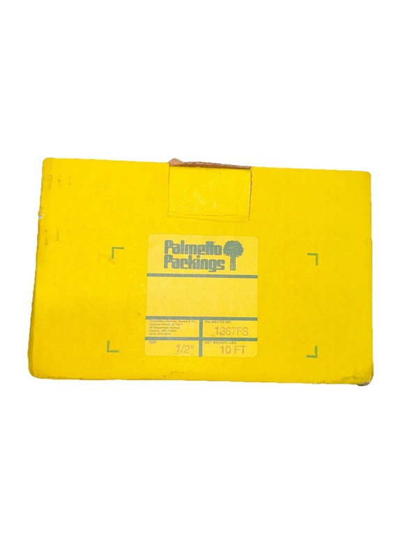 Palmetto Packings 1367FS PTFE Comp. Packing Seal 1/2” Square x 10’ New Old Stock