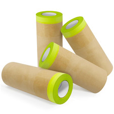 4 Rolls Pre-Taped Masking Paper for Painting, 12'' X 50FT 30Cm Professional Pa