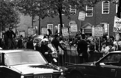 The Prime Minister's car after three eggs were thrown when Margare- Old Photo