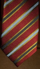 David Donahue Men's Silk Tie Maroon/Blue Stripes Made in USA 60x3.5 Gorgeous