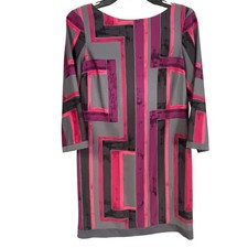 Eliza J Geometric Abstract Print Shift Dress Pink Purple Grey Size 2