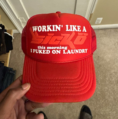 Sicko Red Trucker Hat Mesh Back Adjustable Snapback Funny ''Workin' Like a Sicko''