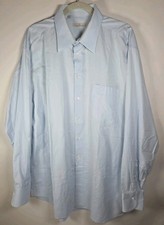 Emenegildo Zegna Mens 47/ 18.5 Light Blue Regular Fit Pocket Dress Shirt Italy