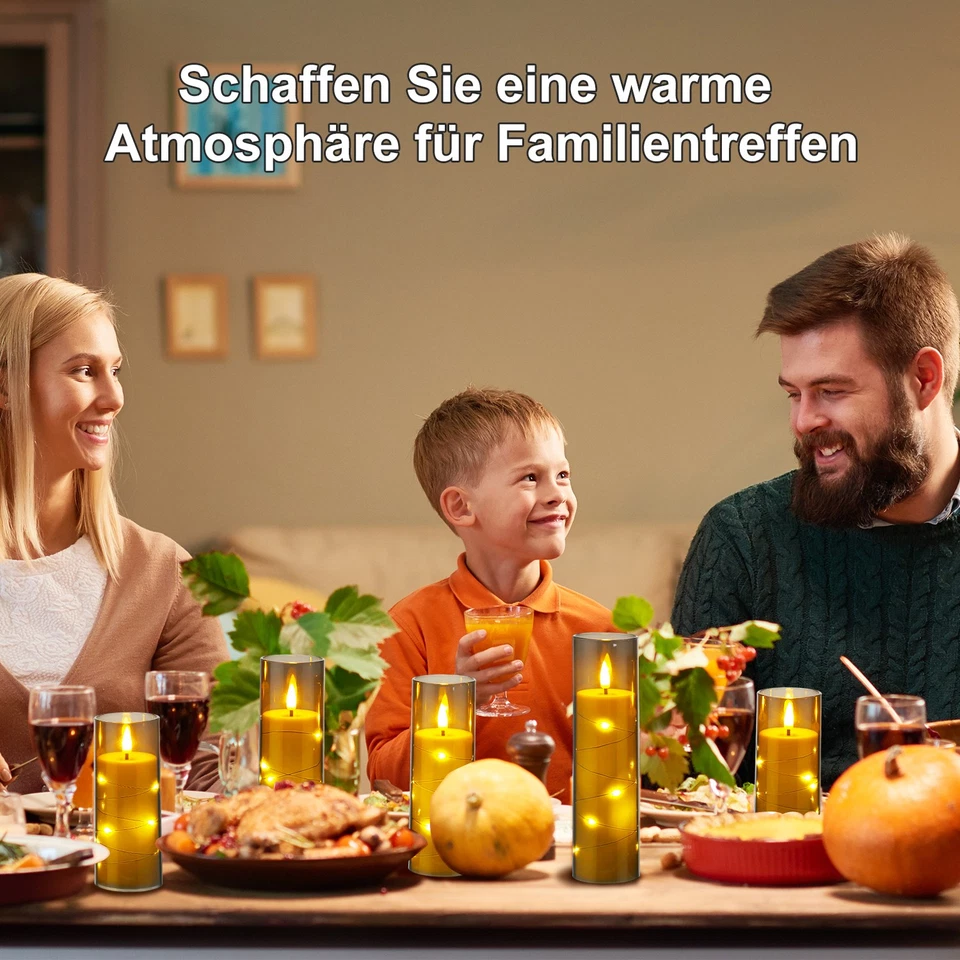 5er Set LED Kerze Kerzen mit Timer Batterie für Außen Outdoor Licht flackernd DE - Bild 4 von 4