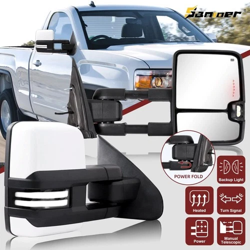 For 2015-2019 Silverado GMC Sierra 2500HD 3500HD White Towing Mirrors Power Fold