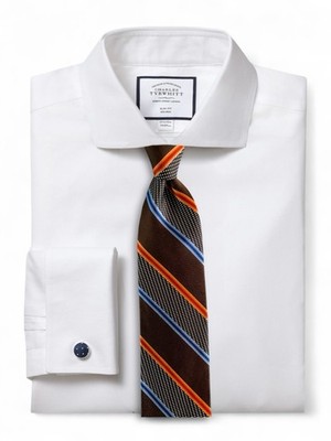 Robert Talbott Best Of Class Silk Tie Brown Orange Navy Blue Striped Hand Sewn