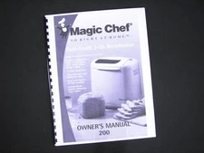 Magic Chef 200 or VBM200 VBM200C Bread Maker Machine Instruction Manual Recipes