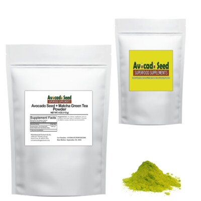 4 Ounce Raw Avocado Seed + Matcha Green Tea Powder - Antioxidants, Energy, Fiber