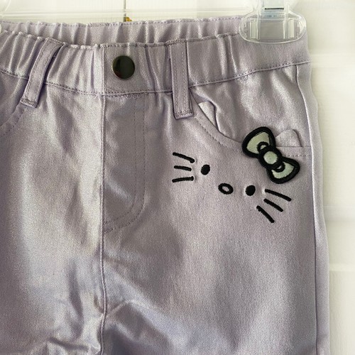 New Hello Kitty Girls Metallic Shimmering Purple Pants Size 6 Sanrio Sparkling - Picture 6 of 12