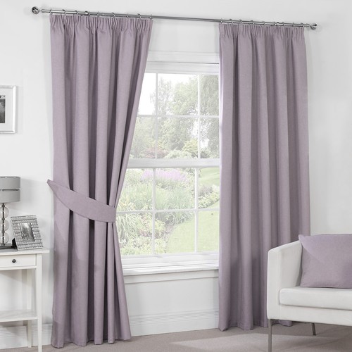 PAIR OF TEXTURED EMBOSS THERMAL BLACKOUT PENCIL PLEAT CURTAINS + TIE-BACKS - Picture 8 of 15