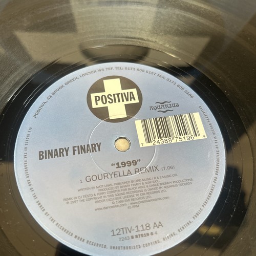 Binary Finary 1999 Trance 12" Positiva vinyl record - Picture 2 of 3