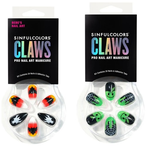 SINFUL COLORS BEBE REXHA CLAWS PRESS ON NAILS HALLOWEEN TRICKED OUT 2 SETS