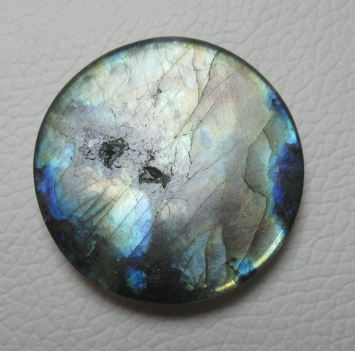 Natural Blue Labradorite Cabochon Round 65.70 Ct Loose Flat back Gemstone H1944 - Picture 3 of 6