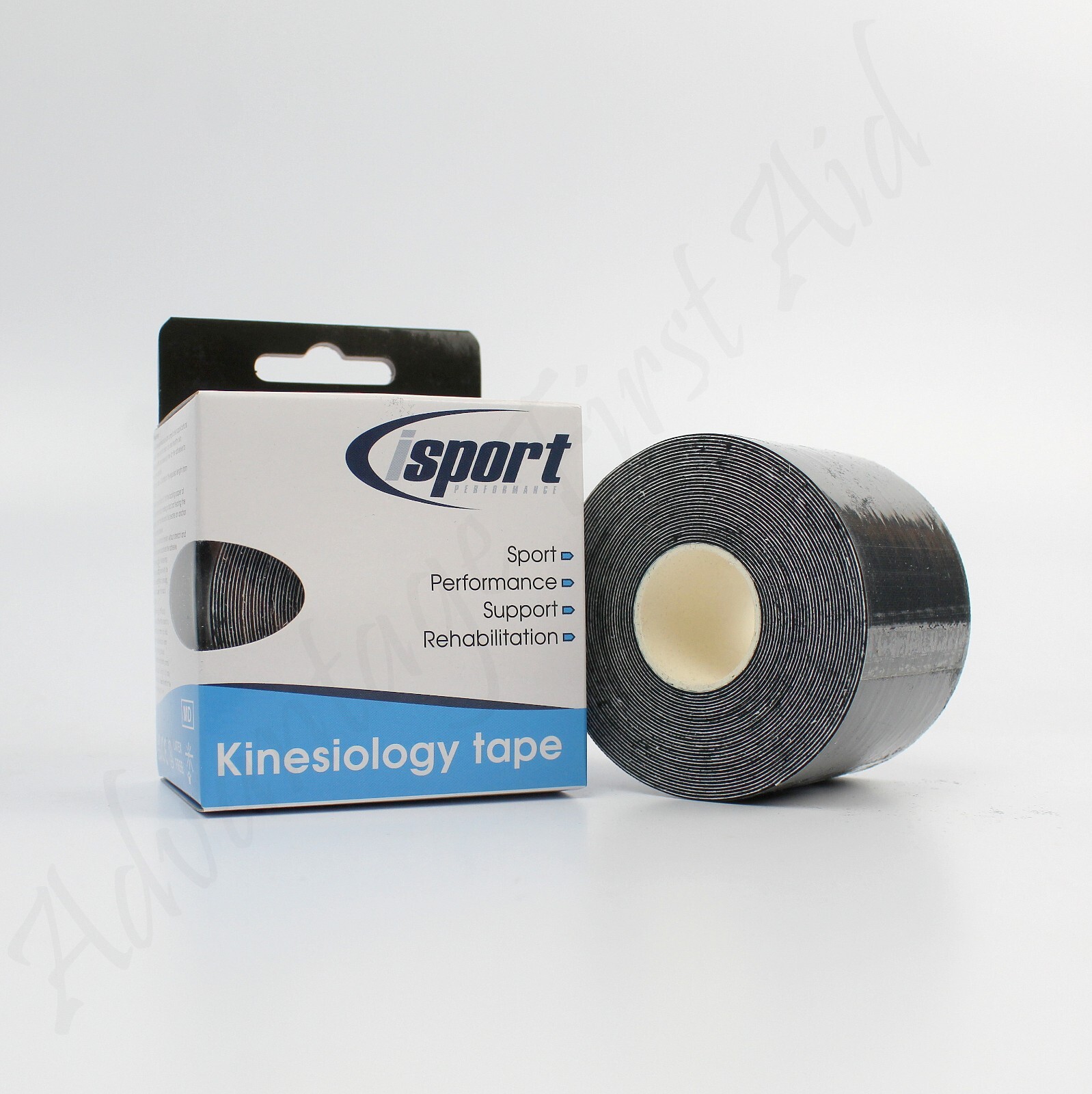 Black Kinesiology Support Therapy Tape. Kinetic Tape for Sports Injury. 5cm x 5m